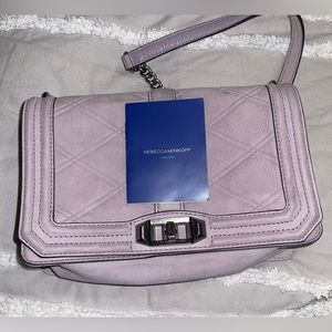 Rebecca Minkoff small lavender Love Nubuck crossbody bag